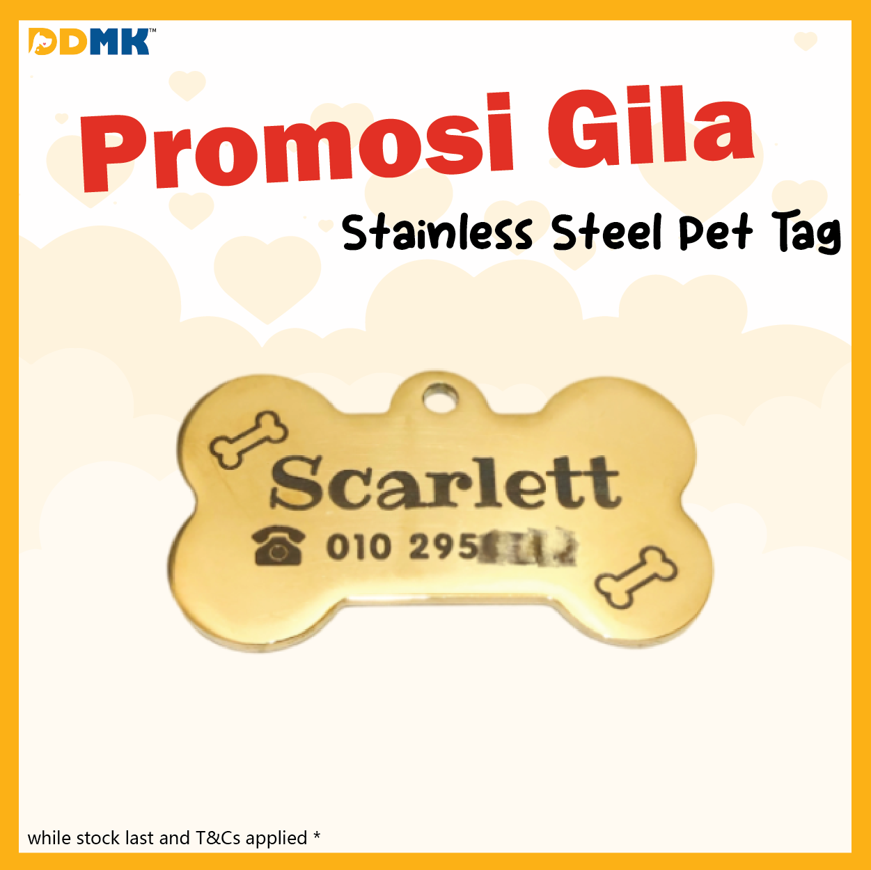 [Promotion Gila] DDMK Stainless Steel Pet Tag -BONE